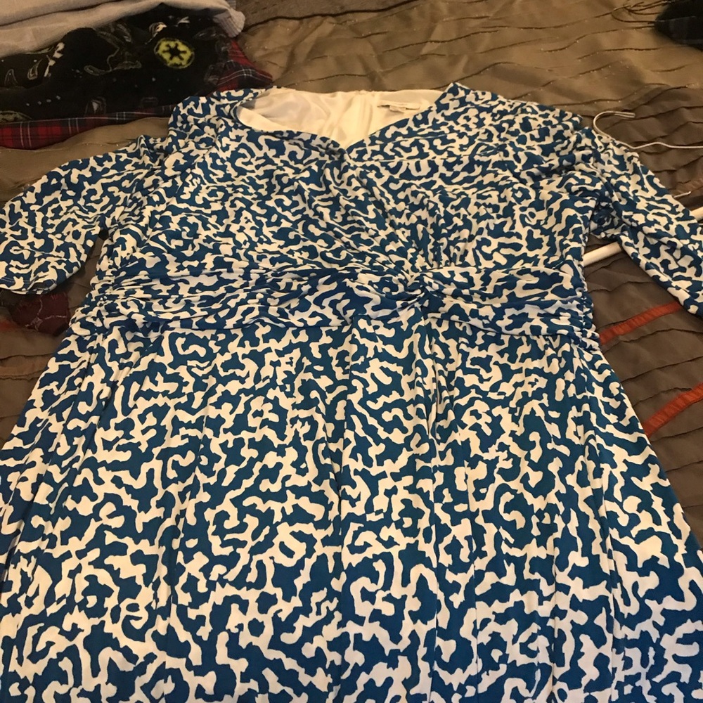 Blue and white dress
